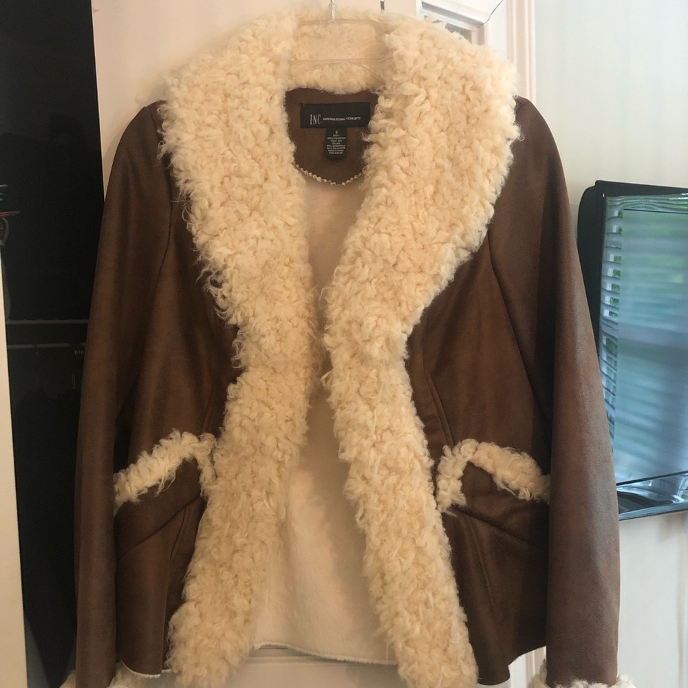 INC faux suede and faux fur jacket NWT